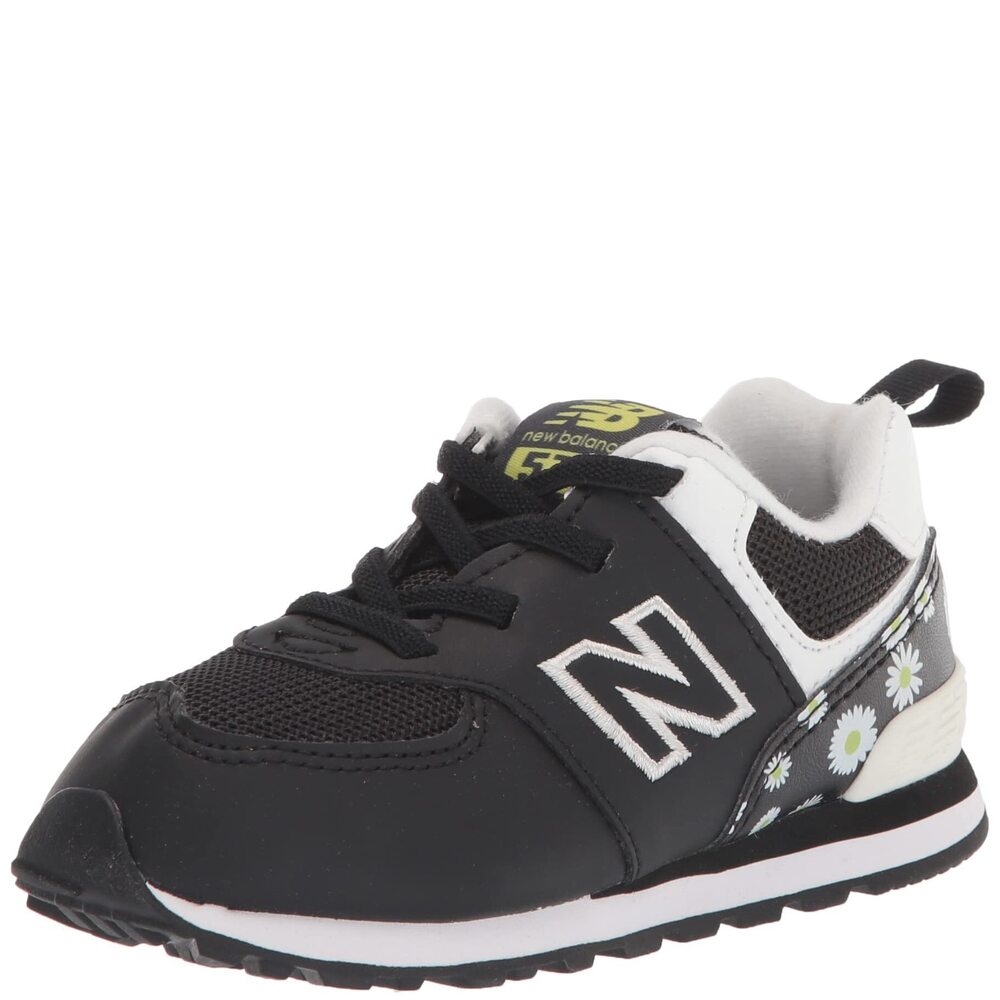 New Balance Kid's 574 V1 Bungee Sneaker,Black/Nimbus Cloud/True Red 8 M Toddler
